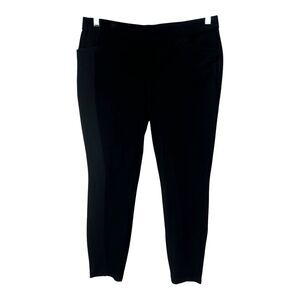 Eileen Fisher Pull On Washable Stretch Crepe Ankle Zip Pants Black PL Viscose